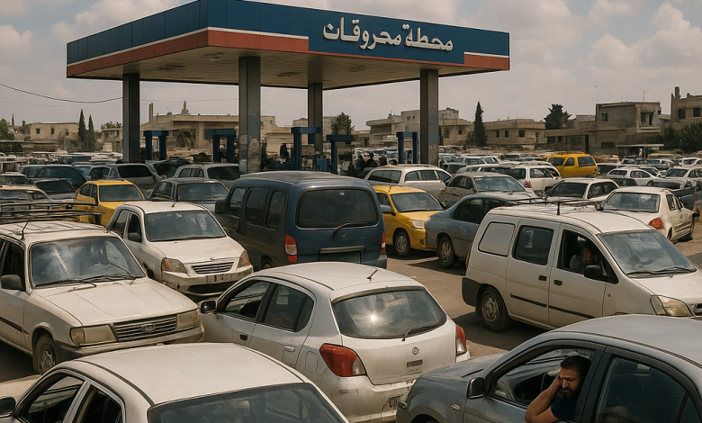 أهالي سلمية في ريف حماة يعانون من نقص البنزين في محطات الوقود